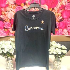 Converse Black Womens T-shirt with Converse written on front Size Large
